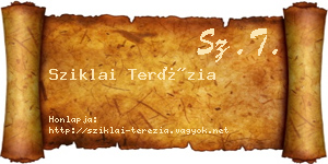 Sziklai Terézia névjegykártya